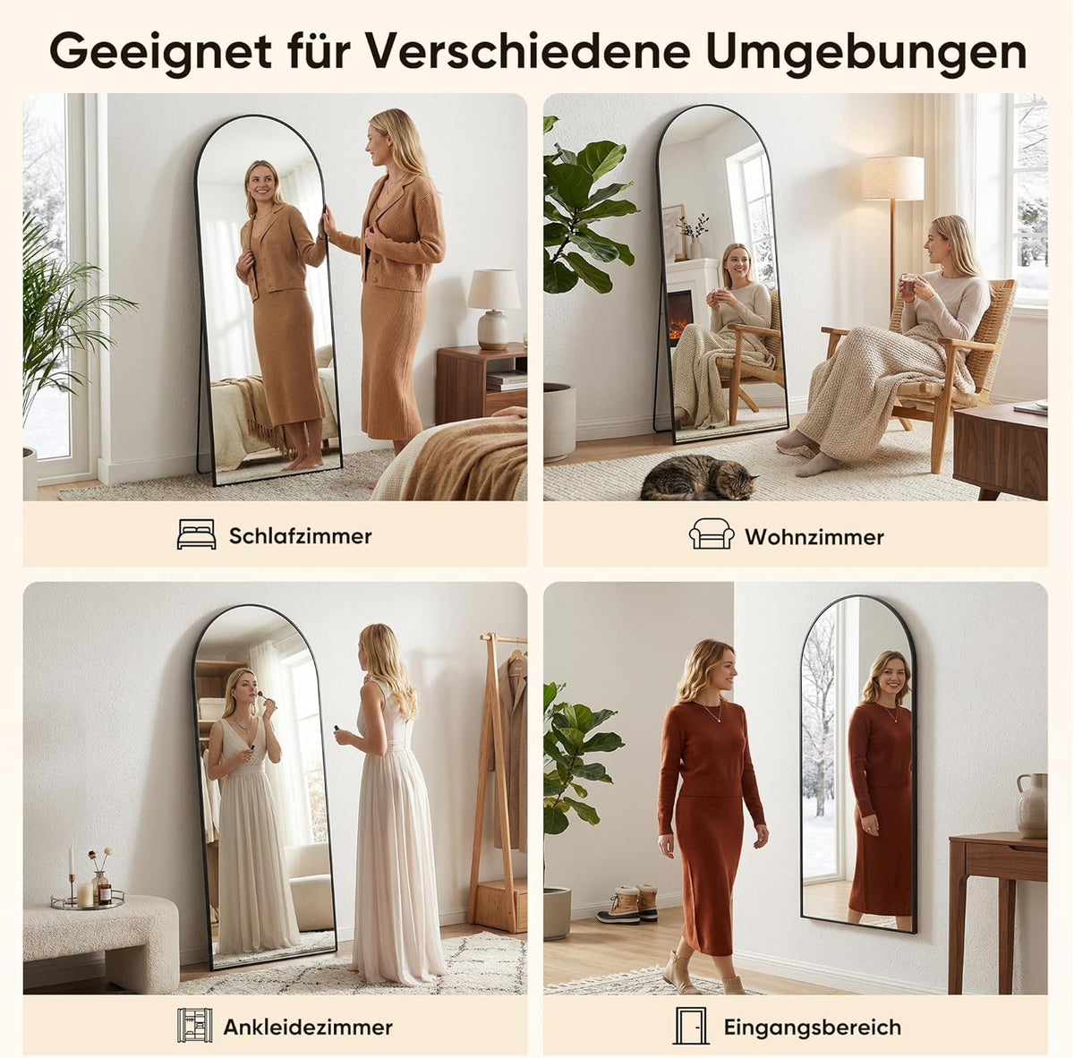 Staande Spiegel – Passpiegel – Vloerspiegel – Wandspiegel – Full Body Spiegel – 175x66 cm – Aluminium Frame – Onbreekbaar Glas