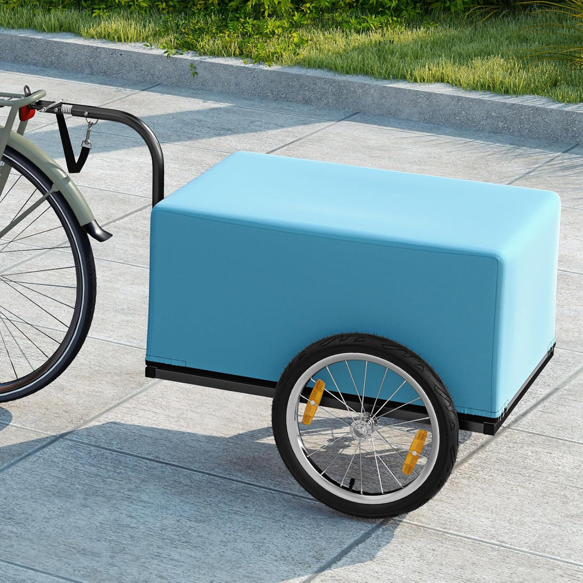 FANTASK Fietsaanhanger tot 60 kg, inklapbaar, met afdekking, koppeling en reflectoren, zwart
