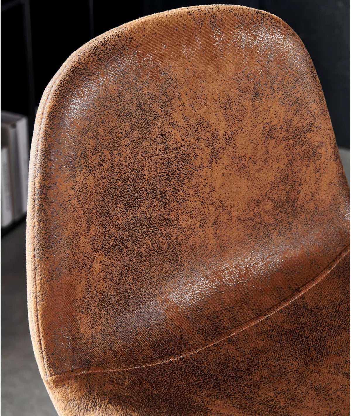 MEUBLE COSY Barkrukken, set van 2 barstoel vintage, met rugleuning en voetensteun, van kunstsuède, metalen poten, voor bistro, café, keuken, bruin, 45,5x49x103,5cm