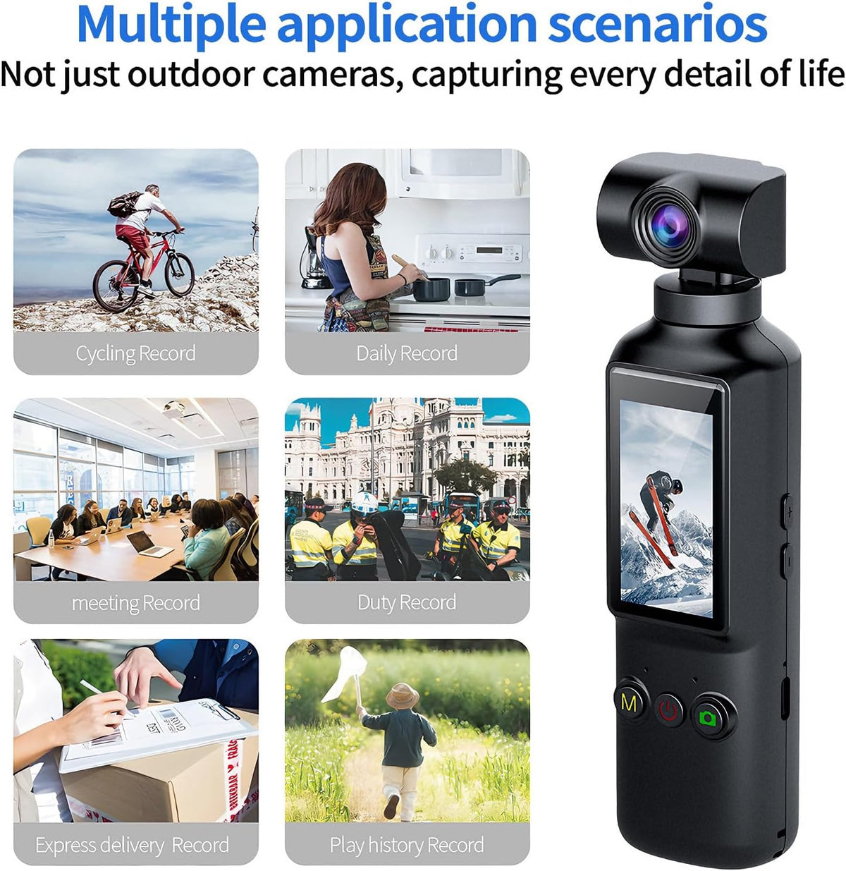 OBEST Action Cam 1080P, draagbare bodycam, vlog/POV-camera met 270° draaibare lens en 1,99 inch displayscherm, mini-actiecamera voor sport, fietsen, reizen, vlog, outdoor, zwart