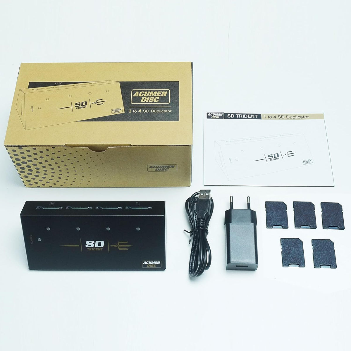 EZ DUPE 1 op 4 SD-kaart Duplicator – Zelfstandig MicroSD/TF Kopieerapparaat zonder PC (SD Trident)