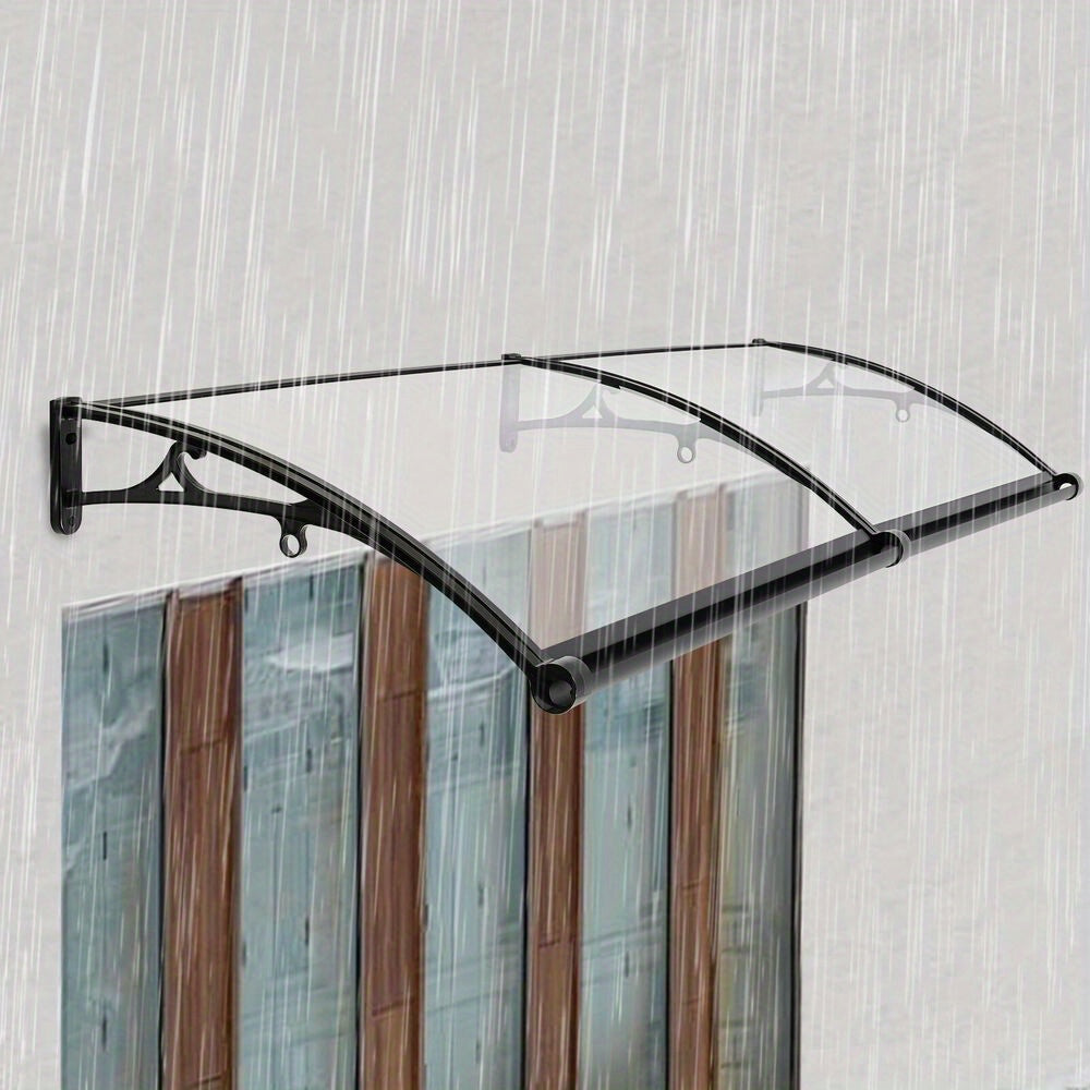 Overkapping – Terrasoverkapping – Paviljoen – Pergola – Veranda – Transparant Boogvormig Dak – Aluminium Zwart Frame – Ingebouwde Goten – Stevig & Weerbestendig