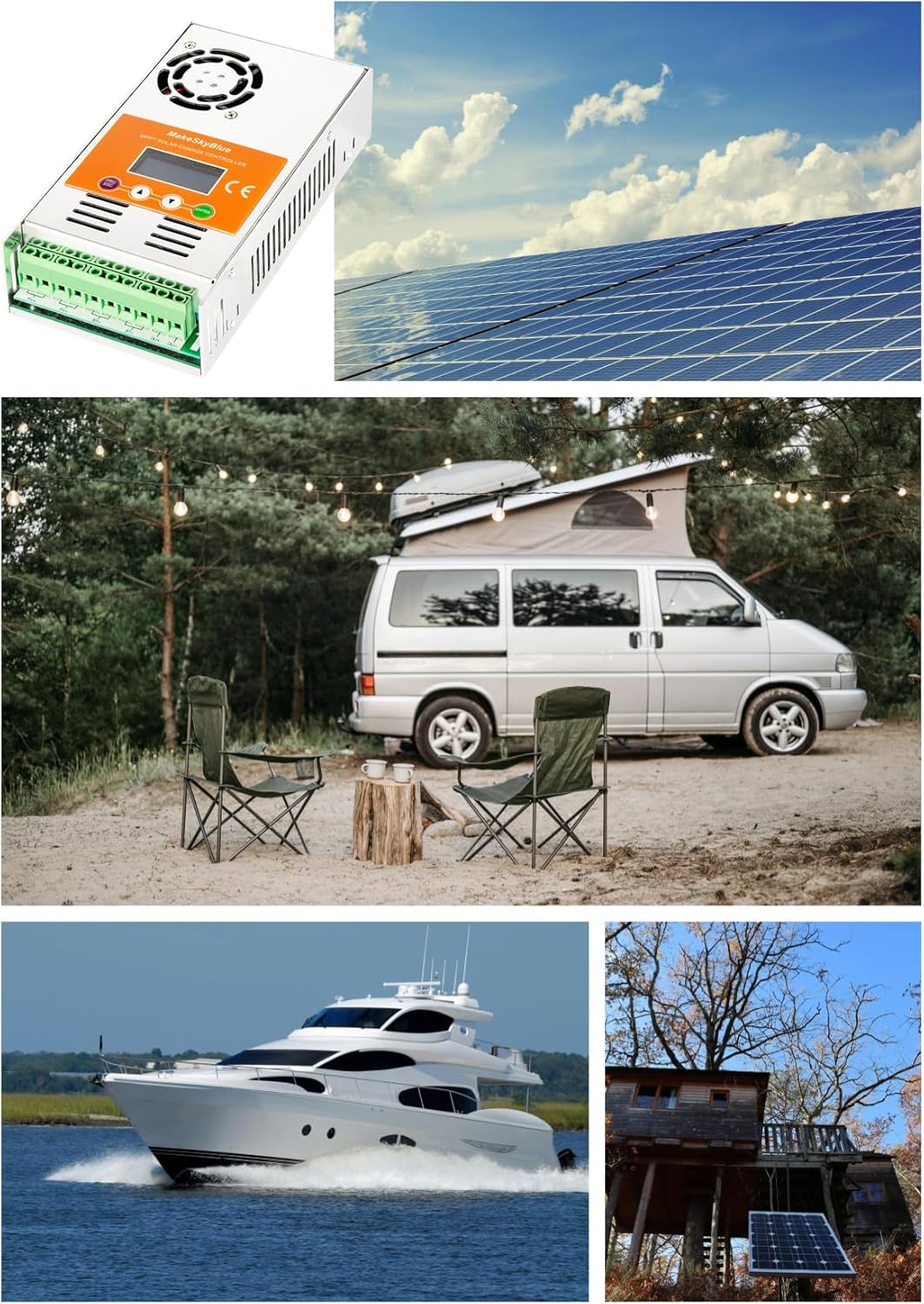 60A MPPT laadregelaar op zonne-energie, max. 160 V, stationaire spanning 2800 W, PV vermogen, voor 12 V/24 V/36 V/48 V batterijsystemen