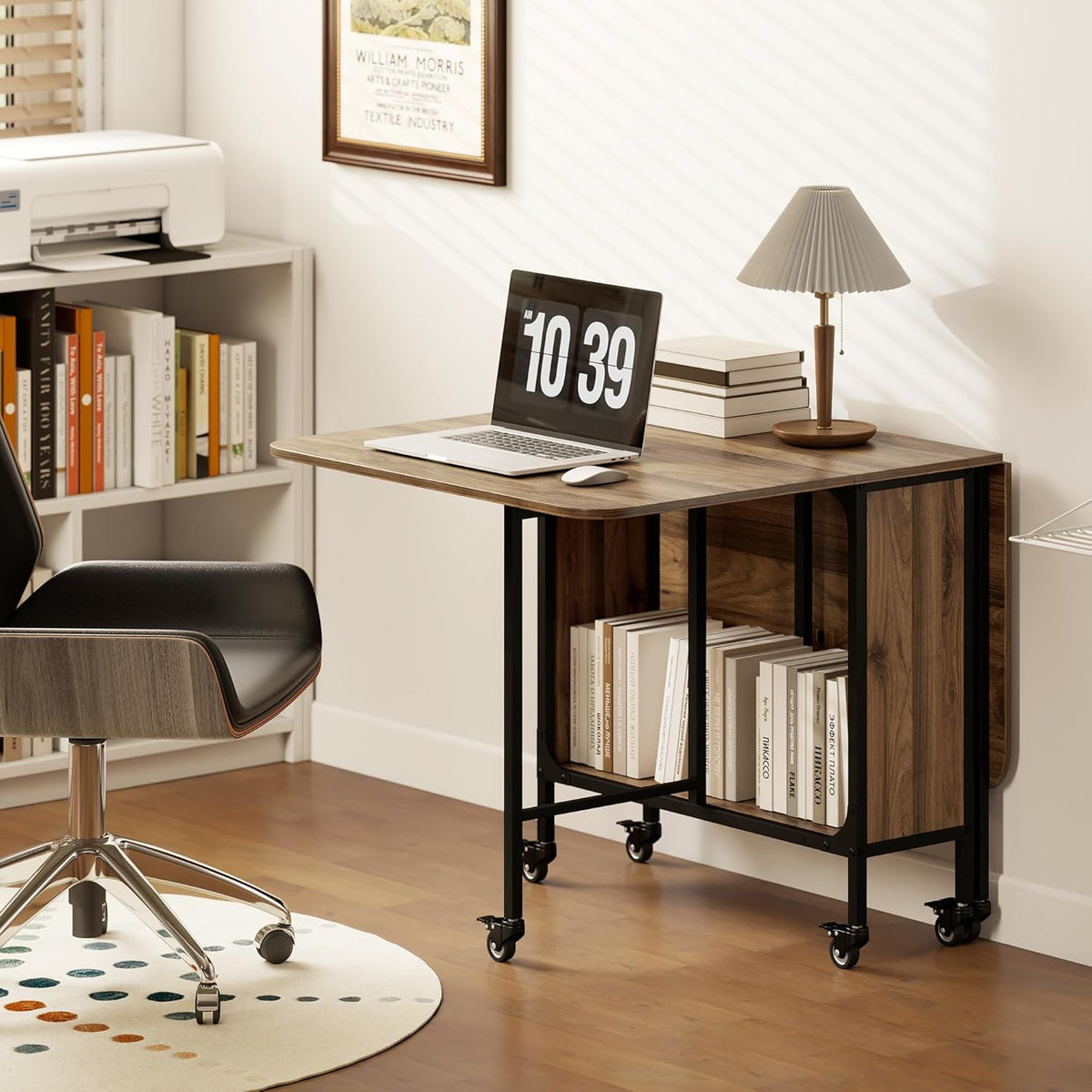 Inklapbare Eettafel – Uitklapbare Tafel – Opklapbare Keukentafel – Mobiele Eettafel – Uitbreidbare Tafel – Voor 6 Personen – Met Opbergruimte – Lichtbruin Melamine