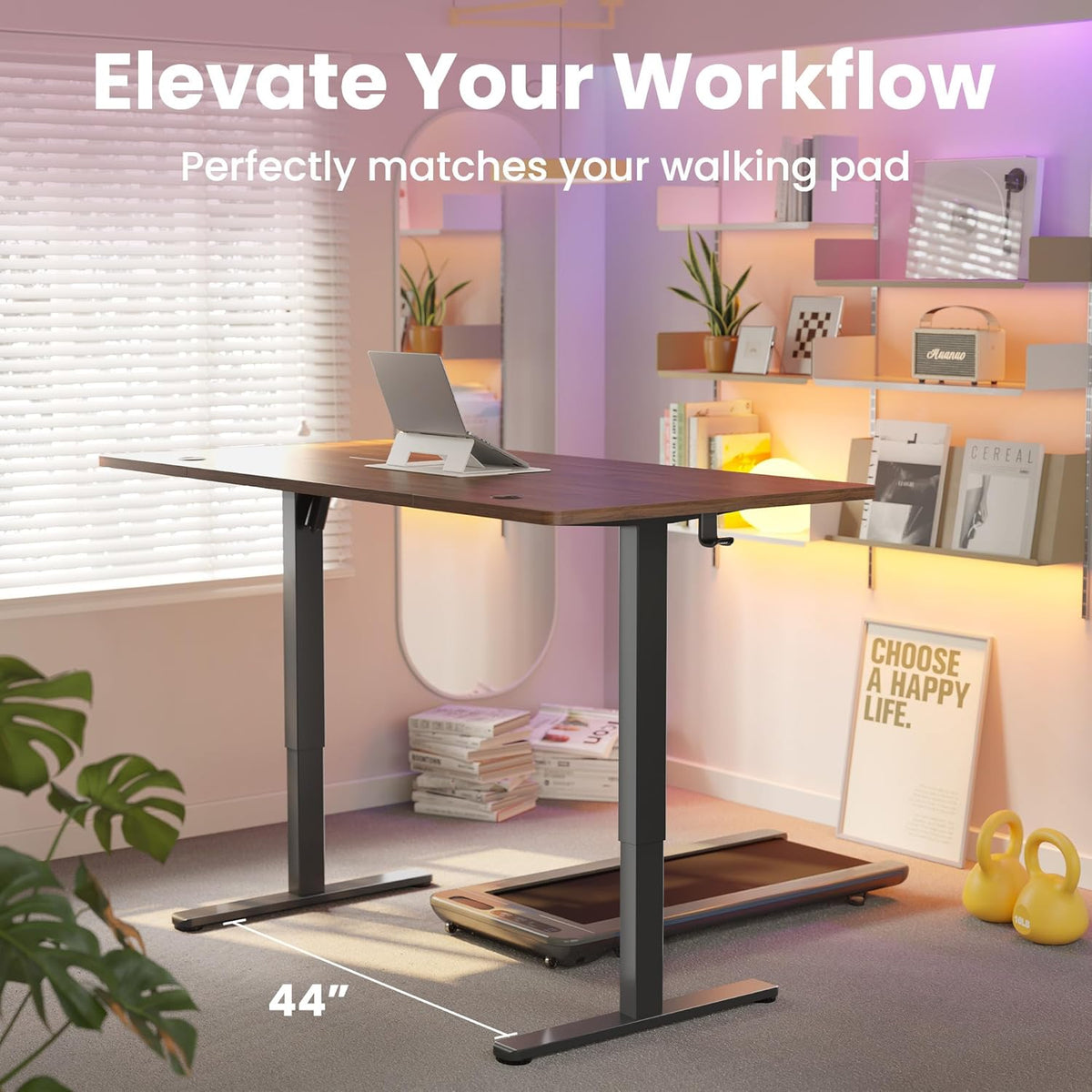 HUANUO Height Adjustable Desk 160cm, 4 Memory Height Settings, Electric Desk for Home Office and Computer Workstation, Standing Desk, Dark Walnut Brown - QUORE