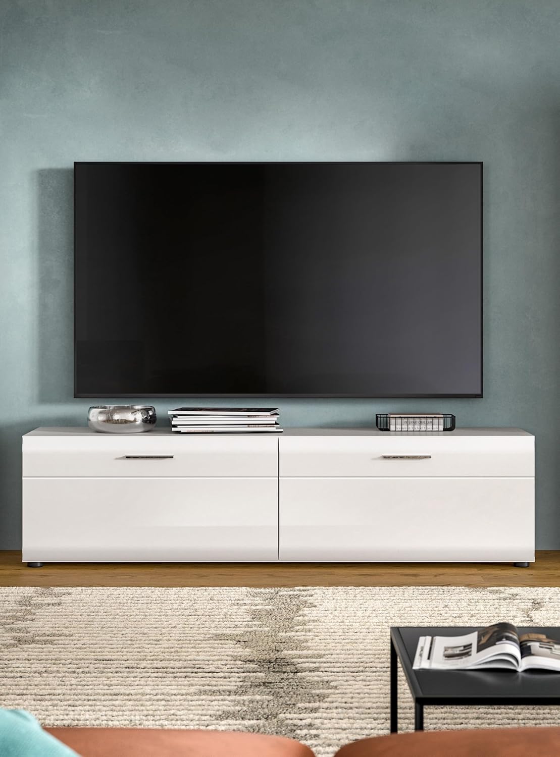 xonox.home Lowboard Ice TV Lowboard TV Board Sideboard B/H/D: 160x41x40 cm in wit replica en wit hoogglans dieptrekken