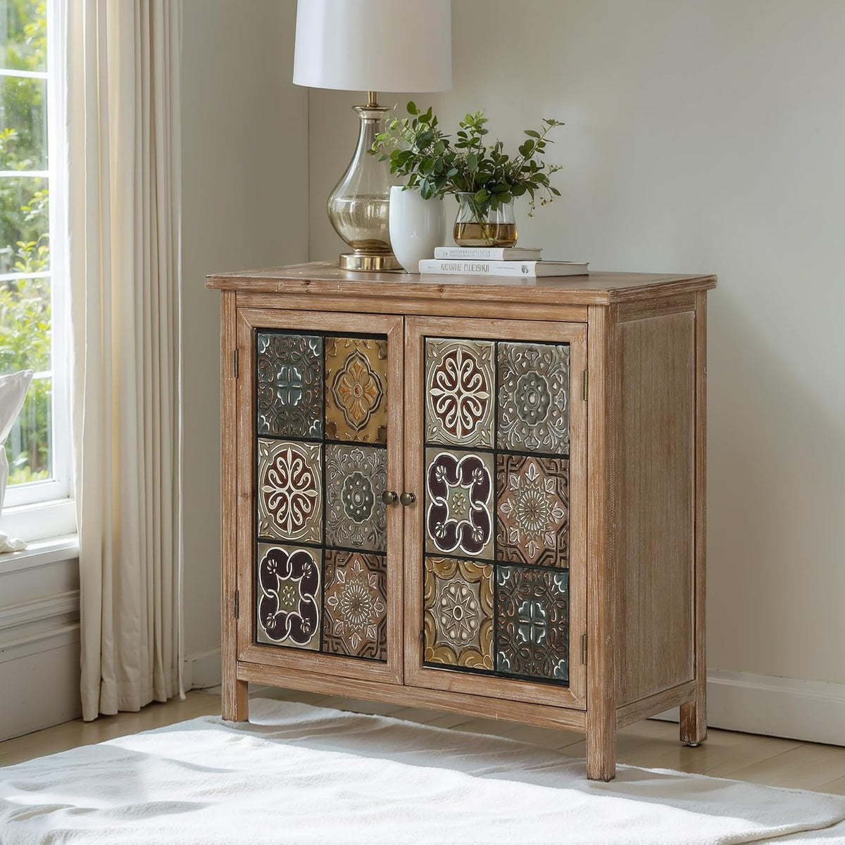 ALPHA HOME Sideboard with 2 Compartments, Multifunctional Cabinet, Kitchen Cupboard, Side Cabinet with Double Doors, Garden Cabinet, File Cabinet, Hallway Cabinet, Storage Cabinet, 36 x 89 x 84 cm