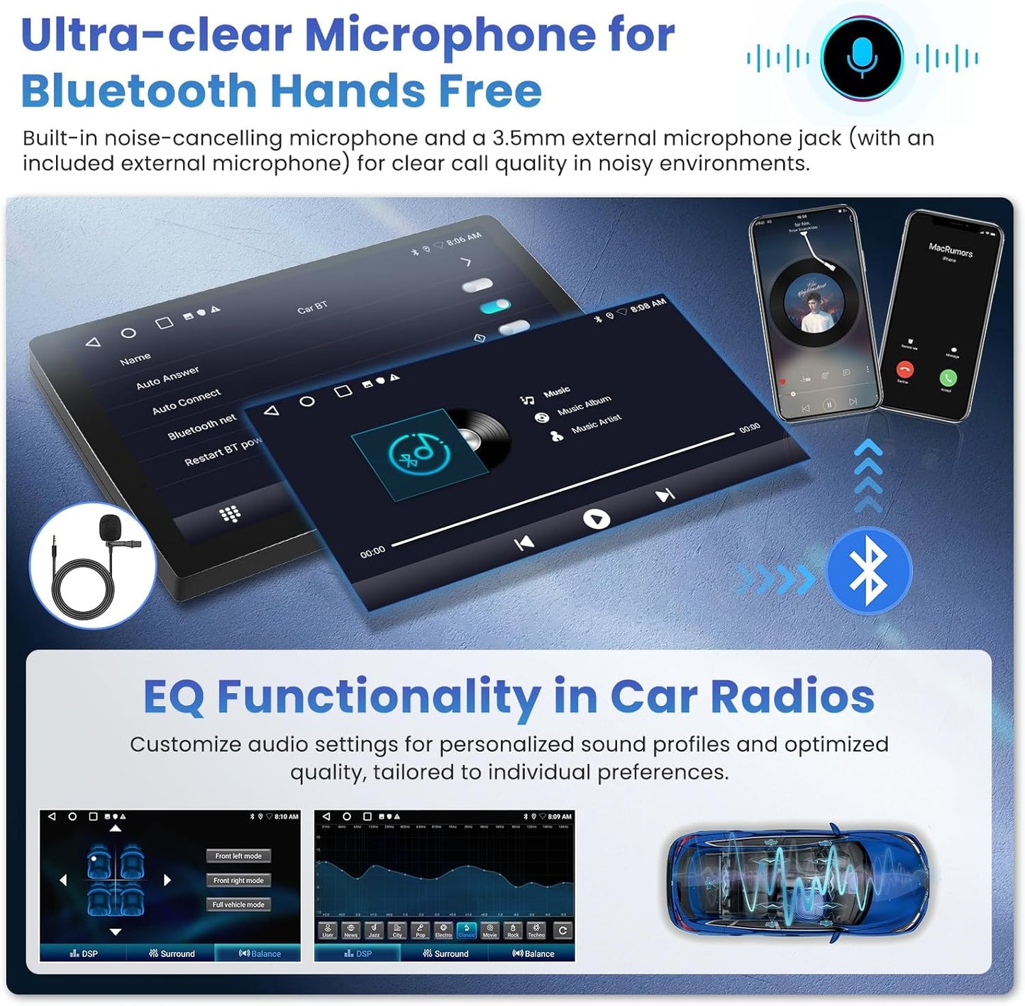 Autoradio – 2-DIN Radio – Multimedia Systeem – Navigatiesysteem – Touchscreen Radio – 9 Inch HD-Touchscreen – Draadloos CarPlay & Android Auto