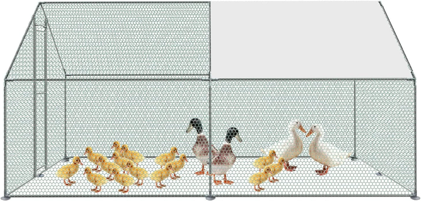 Kippenren – Buitenren – Volière – Pluimveereng – Kippenhok – Ruim 3x4x2 Meter – Verzinkt Stalen Frame & UV-Beschermd Dak