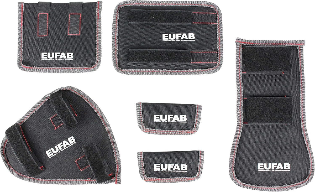 EUFAB 12010LAS fietsendrager POKER-F, geschikt voor e-bike, voorgemonteerd, diefstalbeveiliging, voor 2 fietsen, voor trekhaak & EUFAB 11242 Fietsentransportbeschermingsset, framebescherming, 6-delig