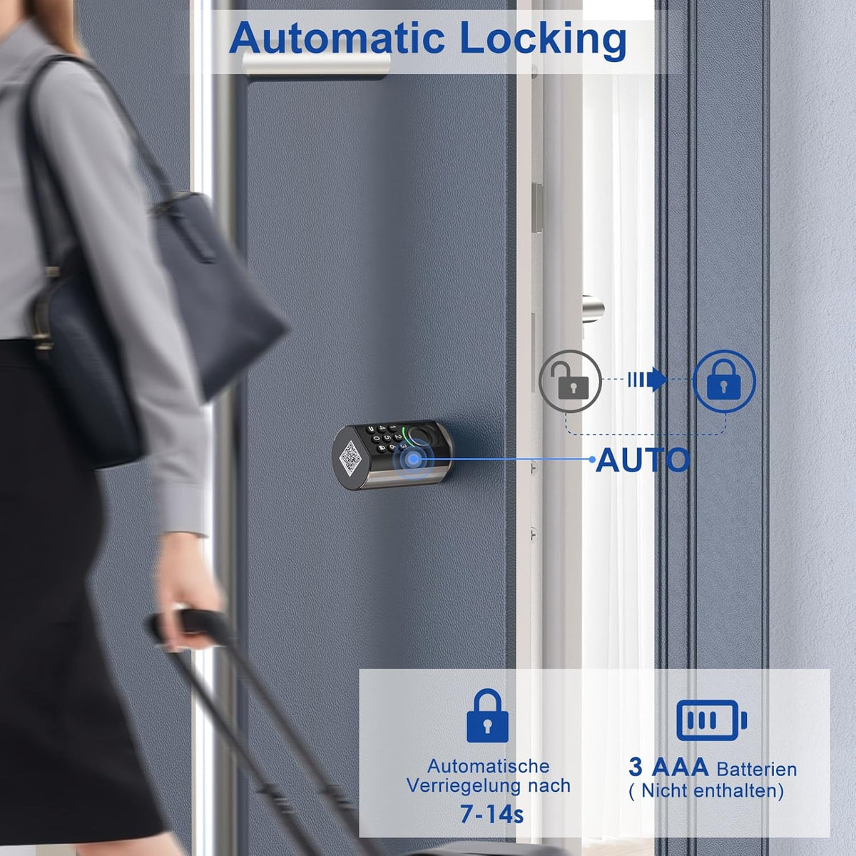WELOCK T71 Deurslot, vingerafdruk, elektronisch deurslot, code, met RFID-kaart, app, wifi, vingerafdrukslot, huisdeur, IP65, slim deurslot, sluitcilinder voor deuren van 50-100 mm, Smart Lock