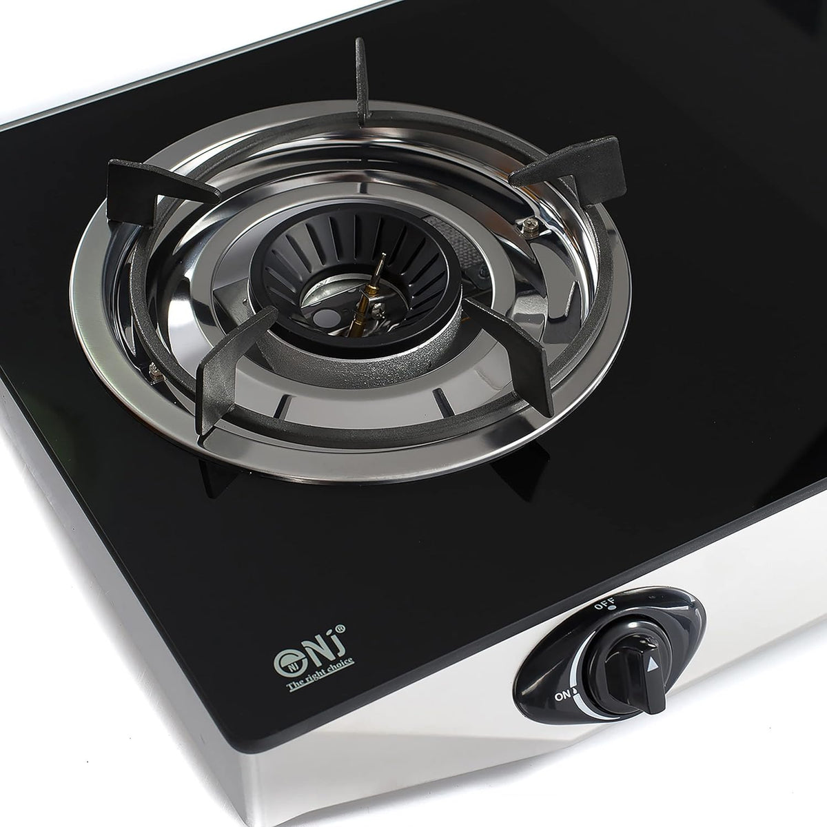 NJ NGB-S2 Indoor Gasfornuis - 2 Pits Draagbare Gaskookplaat LPG Fornuis Kookplaat voor Caravan Zwart Glas Vrijstaand Tafelblad voor Thuis Keuken Camping Tuin Catering 6.8kW