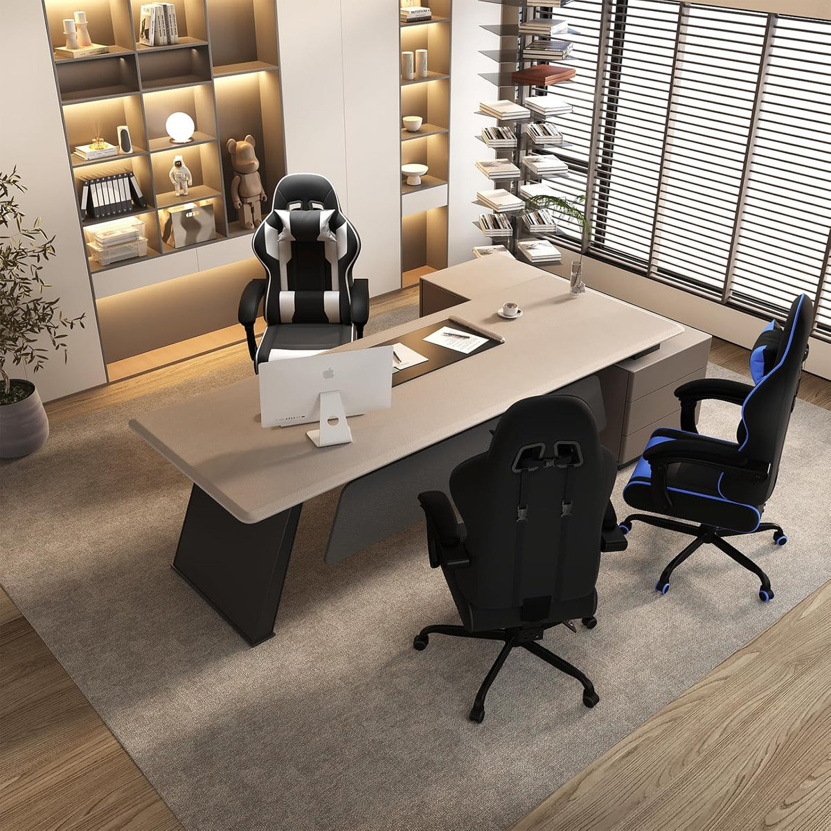 JUMMICO Jetstream, gamingstoel, ergonomisch, gamingstoel met massagefunctie, bureaustoel, 150 kg, wit