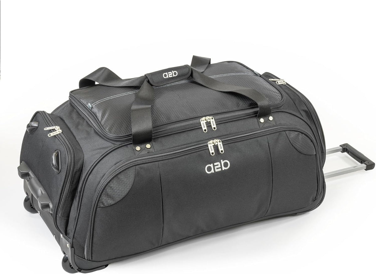 A2B Quest Lichtgewicht tas op wielen - Travel Duffle Bag met duurzame stress geteste wielen | Verstelbare riem, mesh zakken AB006, Zwart/Blauwgroen, L