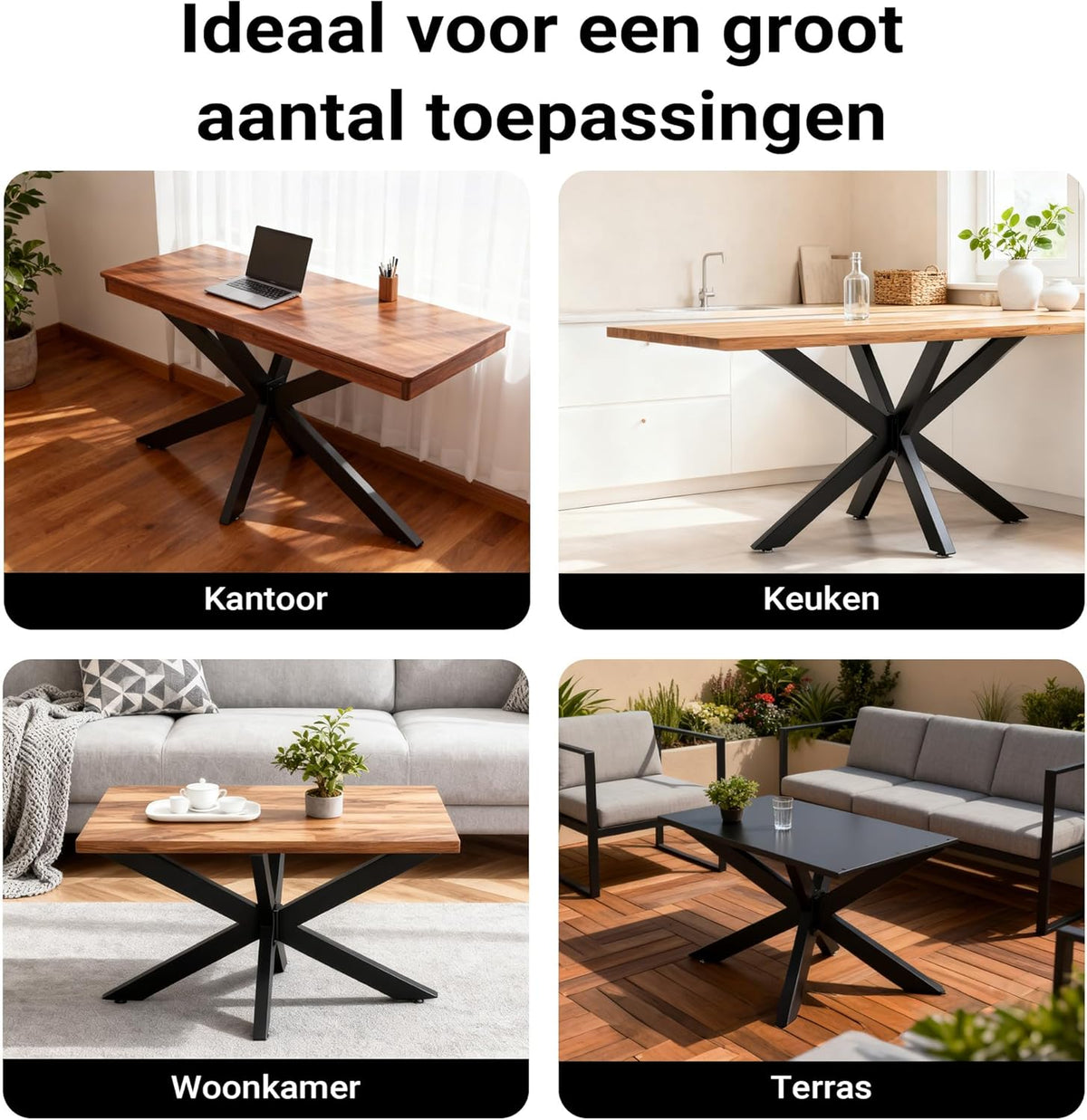 XPOtool stalen tafelpoot onderstel spider 71x68x120cm zwart matrixpoot tafelframe spin vorm