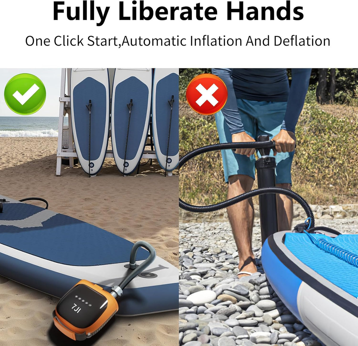 SUP Elektrische pomp, 20 psi, voor opblazen/leeglopen, elektrische luchtpomp voor opblaasbare stand-up paddleboards, boten, kajak, kitesuur