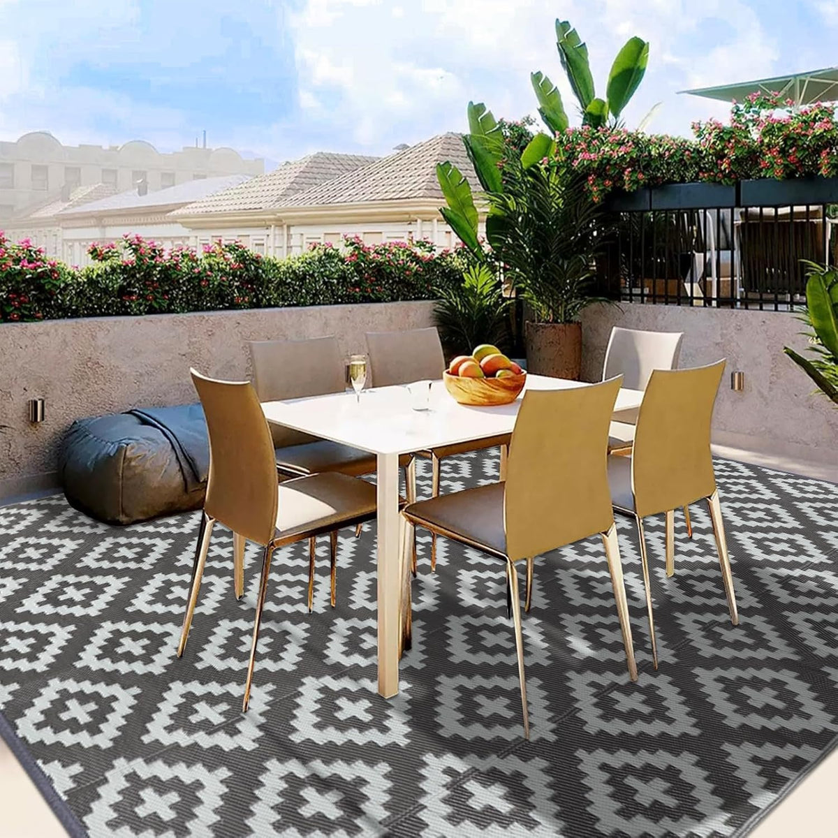 Buiten Vloerkleed - Buitenkleden - Buitentapijt - Opvouwbaar - UV-bestendig - Waterdicht - Buitenmatten - voor Buiten - Balkon - Strand - Picknick -Terras - Rechthoekig - 245 x 305 cm - Grijs