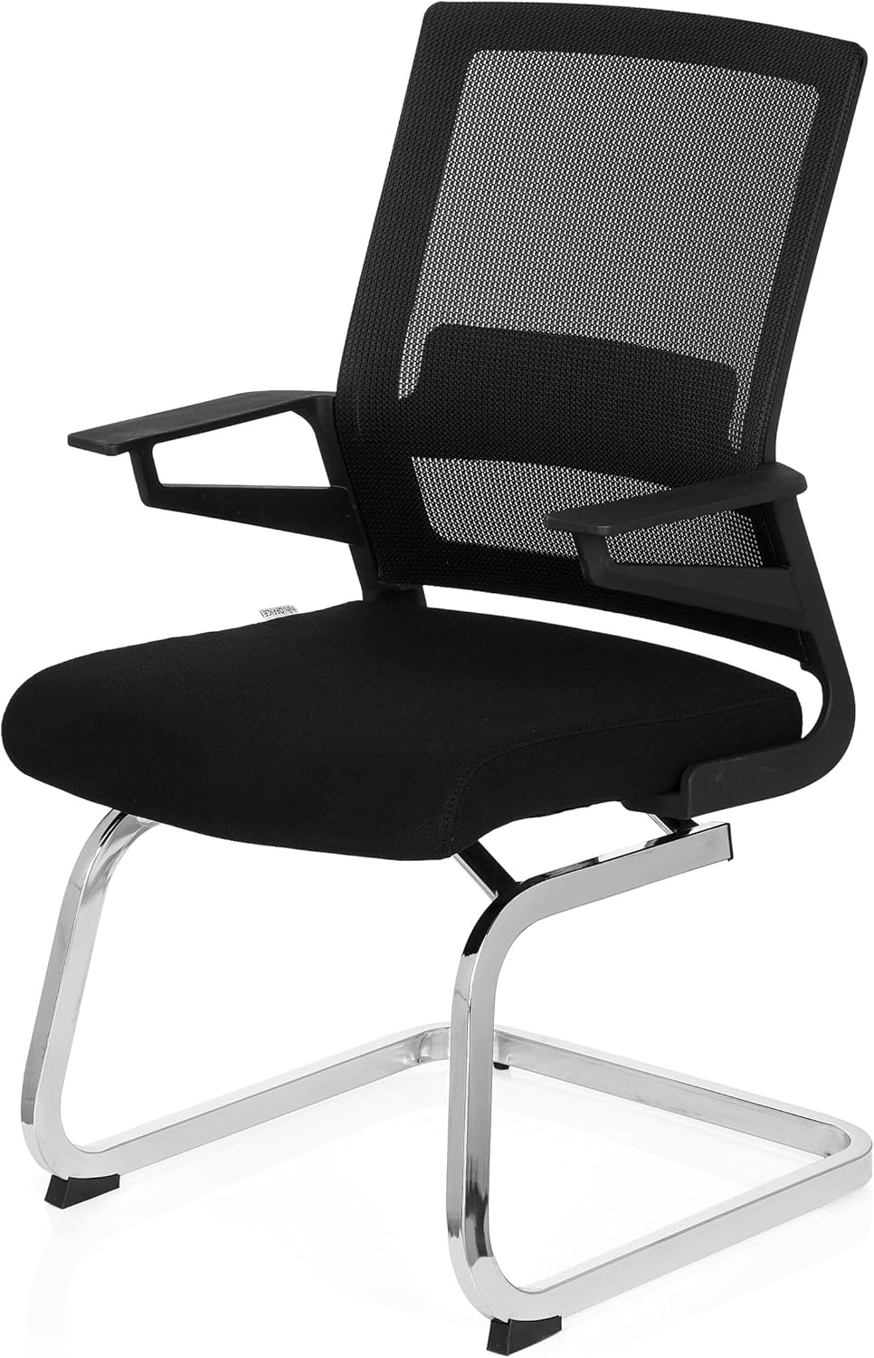 hjh OFFICE 732060 bezoekersstoel Inventor V stof/netrug zwarte stoel cantilever met lendensteun