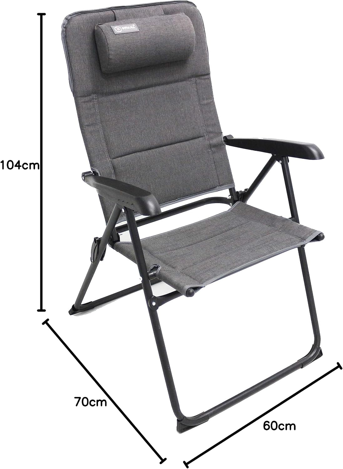 Homecall Folding garden camping chair with textilene padded with quick dry foam grey backrest adjustable, Olefin Grey