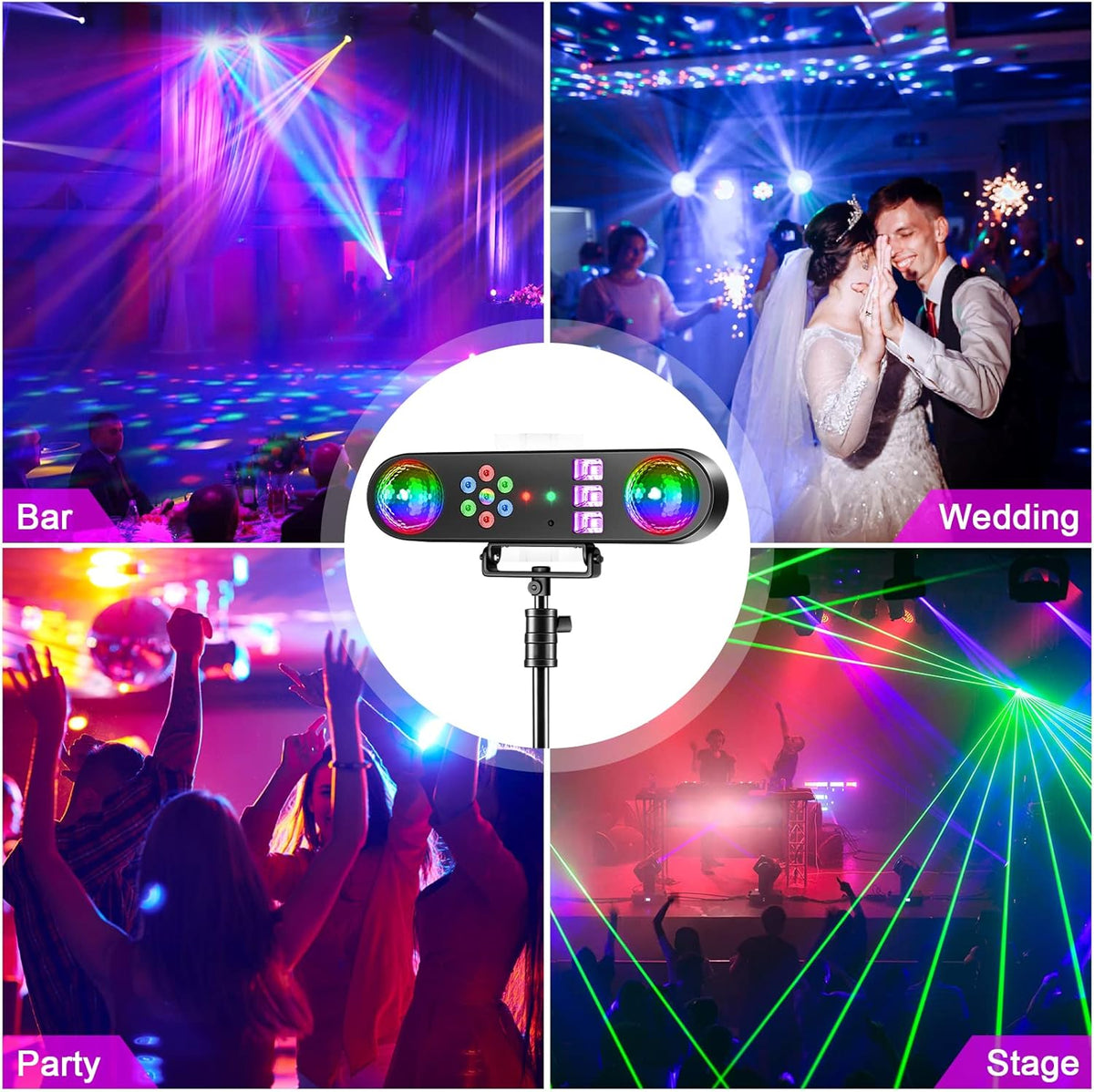 5-in-1 disco party lichtstandaard / disco bal / par light / blacklight strobe effecten / afstandsbediening / geluidsgeactiveerd voor muziek show concert decoratie