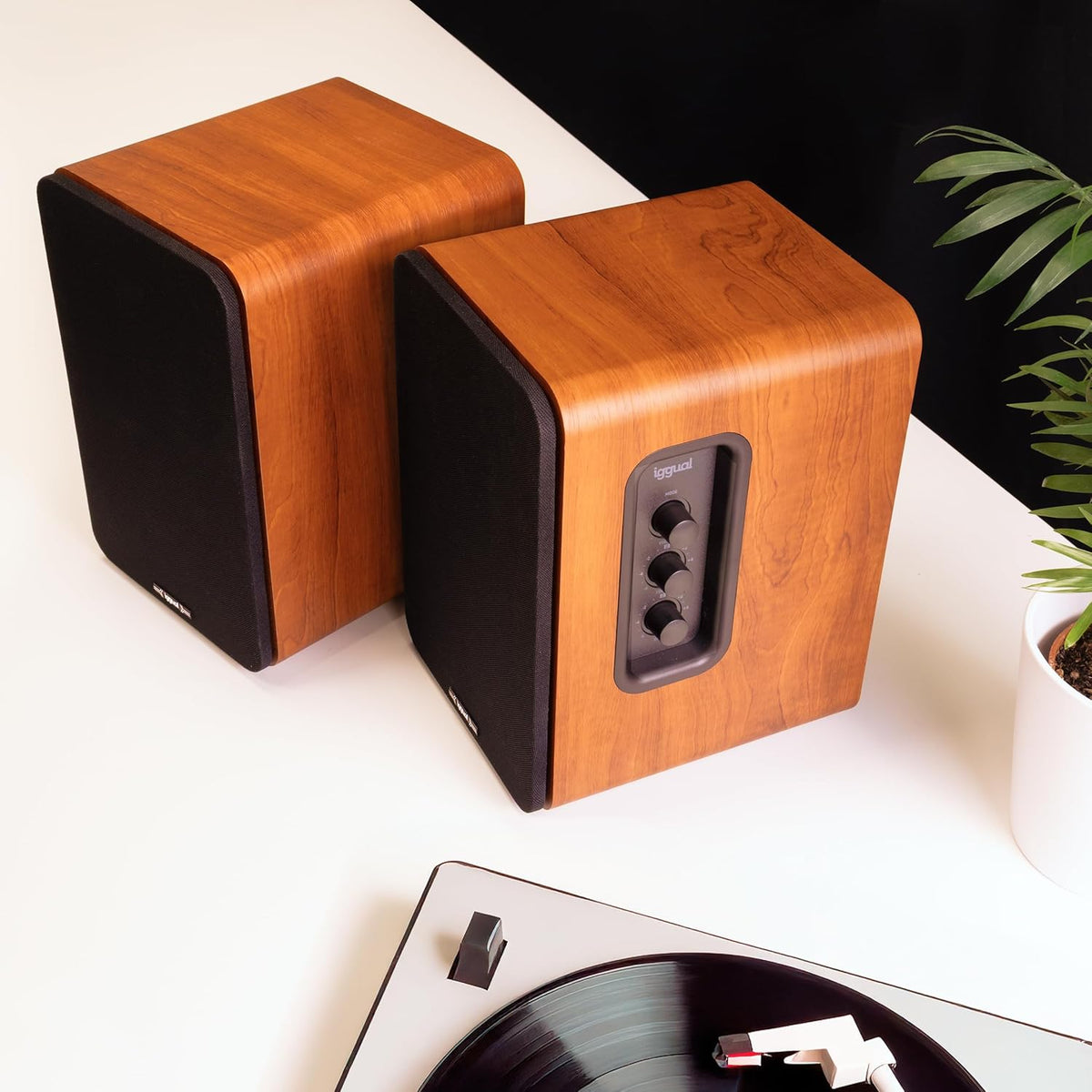 iggual Actieve Bluetooth-luidspreker voor computer, 50 W, luidspreker 2.0. - Home Studio. - Connectiviteit: Bluetooth 5.3, USB, 2 x RCA (stereo), HDMI ARC, optische digitale afstandsbediening