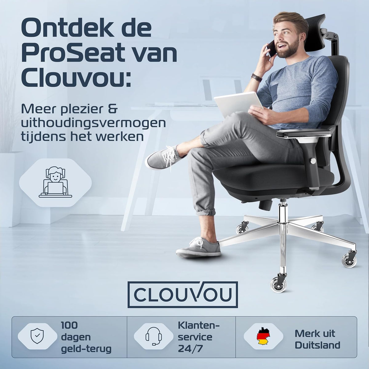 Ergonomische Bureaustoel – Bureaustoel Ergonomisch – Kantoorstoel – Gaming Stoel – Draaistoel – Mesh Stof – Verstelbare Lendensteun – 150 kg Max Belastbaar