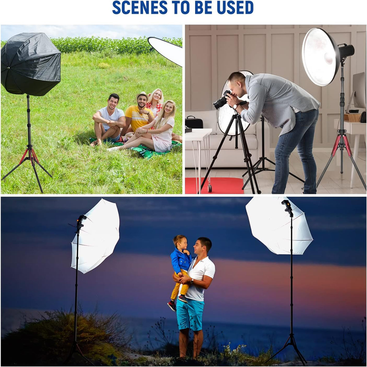 Lichtstandaard – Lampstatief – Fotostatief – Reisstatief – Studio Statief – Koolstofvezel – 180° Omkeerbare Poten – 51 Tot 220 Cm – 3,5 Kg Draagkracht