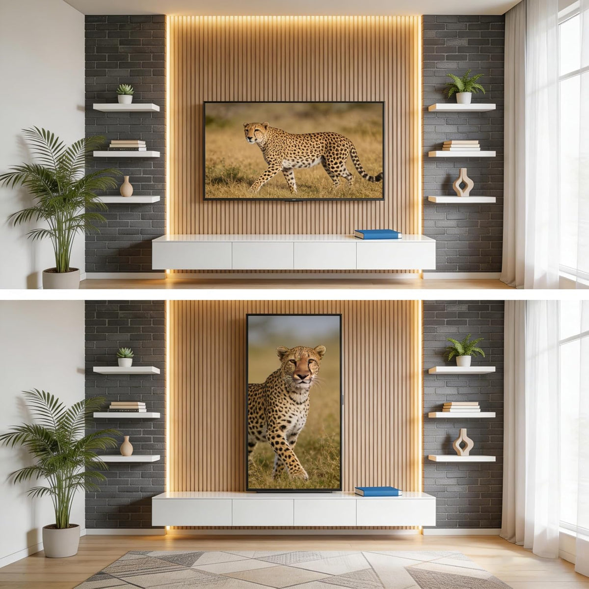 80 85 86 TV muurbeugel draaibare televisie 55-95 inch, 90° draaibare verticale tv-houder, zwenkbaar, kantelbaar, voor tv-schermen tot 60 kg, VESA 600 x 500 mm DY5595XZ