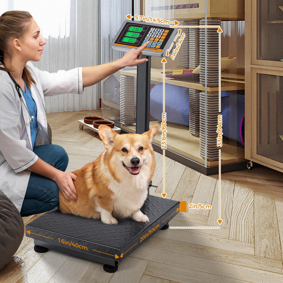 Bonvoisin Digitale platformweegschaal, 660 kg, heavy duty vloerweegschaal, omschakelbare postverzendweegschaal voor het wegen van pakketten, bagage, koffers, dozen (EU)