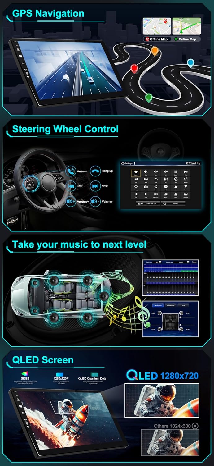 Autoradio – Multimedia Systeem – Navigatie Unit – Auto Stereo – Android Auto – 9 Inch IPS Touchscreen – Draadloze CarPlay – 6GB RAM 128GB Opslag