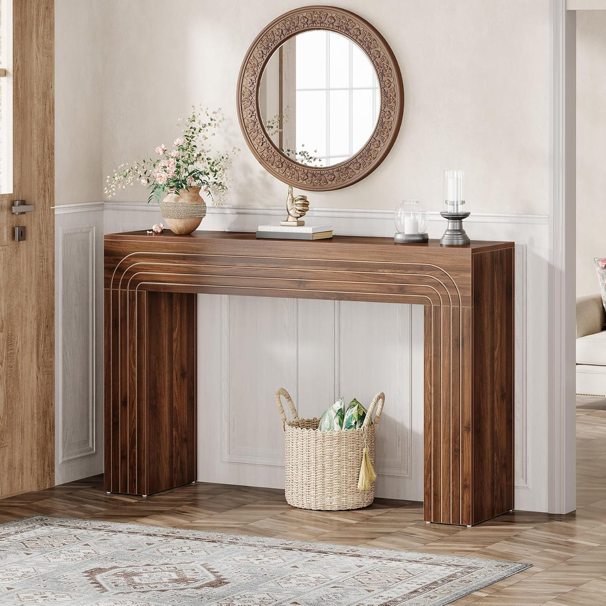 Tribesigns Console Table 140 x 34 x 90 cm | Coffee Table | Hallway Table for Small Spaces | Console Narrow Long in the Entrance | Hallway Living Room | Vintage Brown