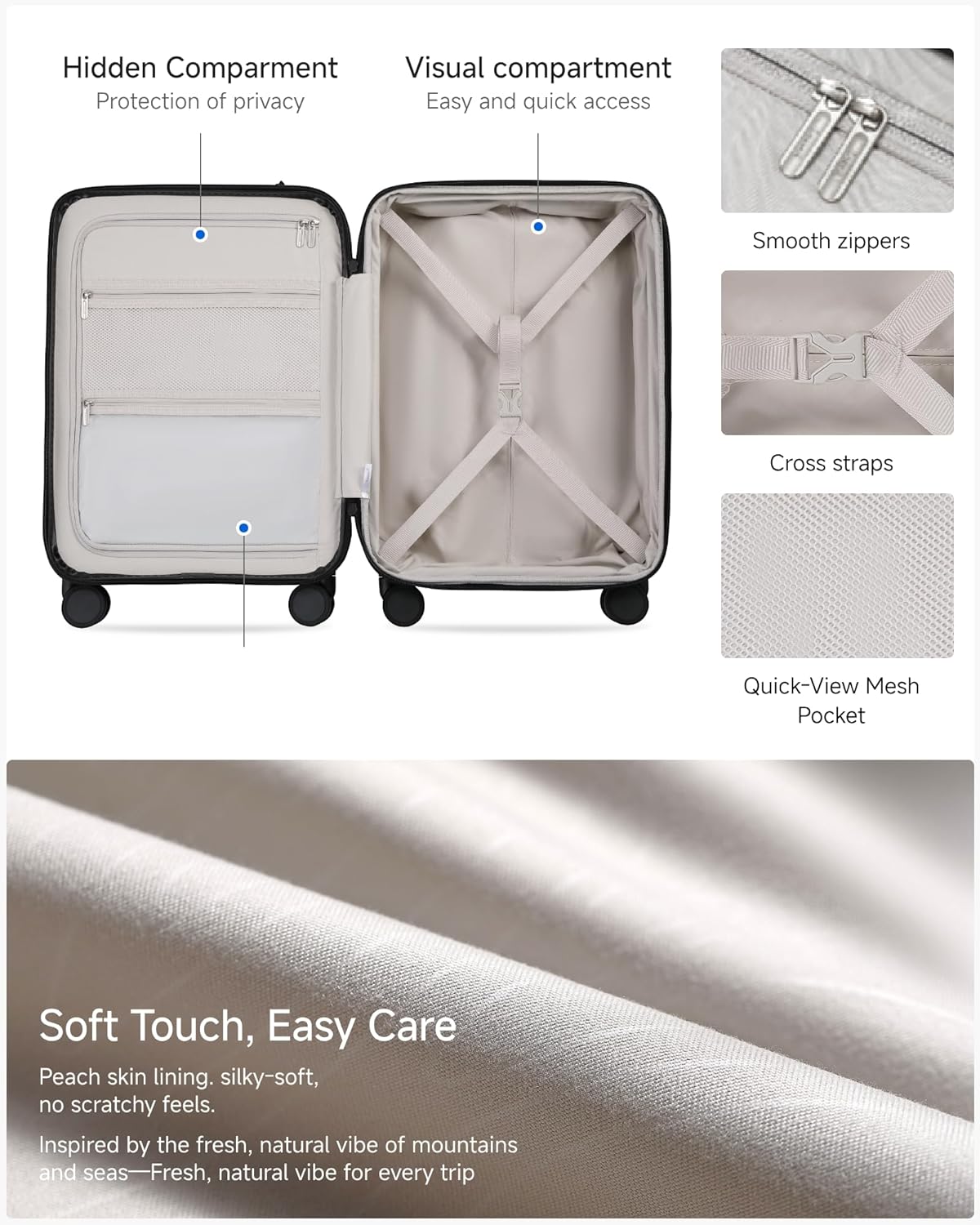 LUGGEX Koffer trolley handbagage met laptopvak – uitbreidbare harde koffer van polycarbonaat met TSA-slot, 55,4 x 36 x 24 cm, rood, 56*38*24CM