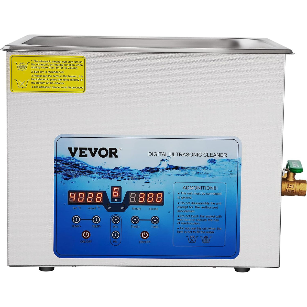 VEVOR 15 l ultrasone reiniger, 35,5 x 32,5 x 28,5 cm, ultrasone wasmachine met deksel en mand, geschikt voor sieraden, brillen, horloges, printplaten, tandapparaten enz.