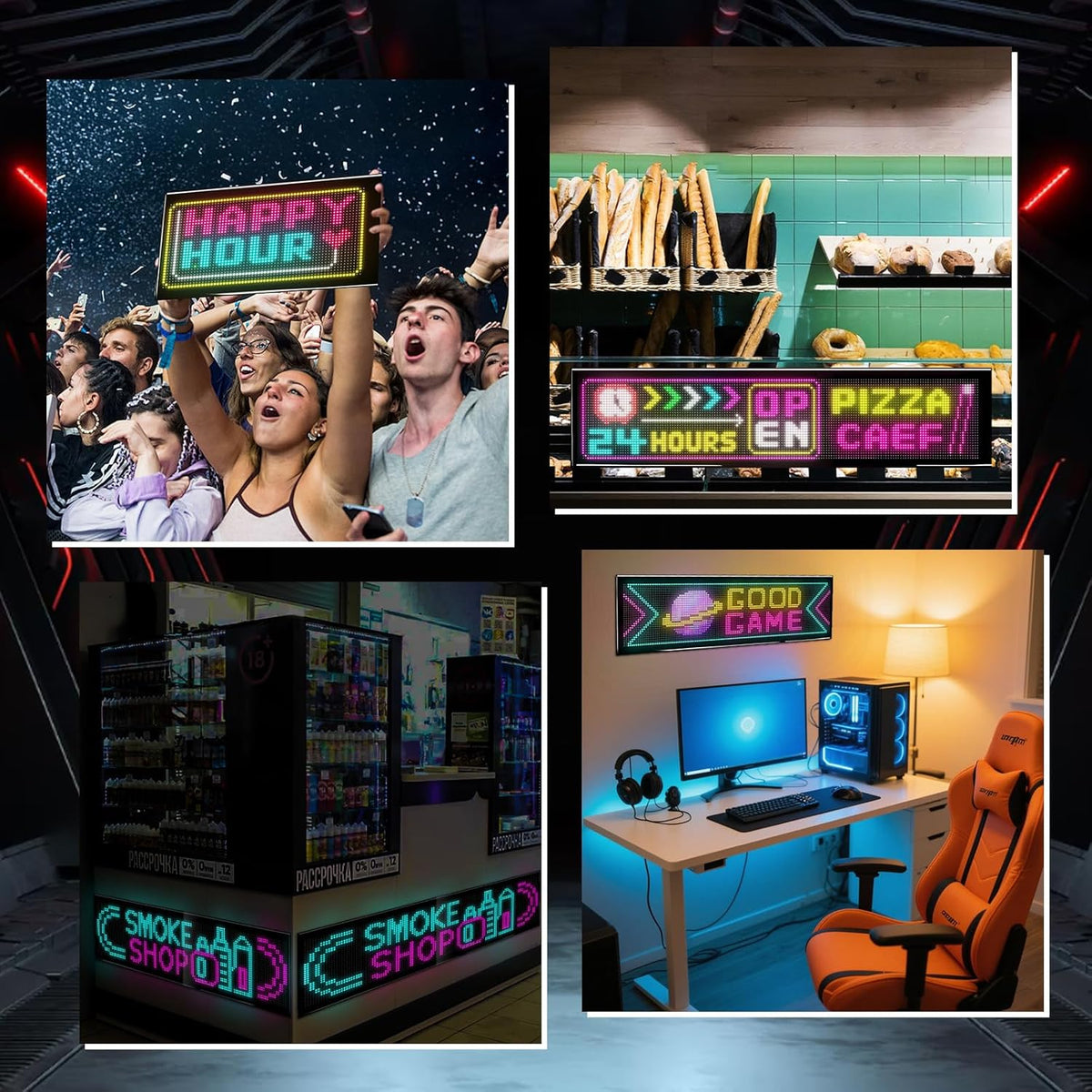 Dubbele rijen programmeerbaar led-lopende schrift, 20 x 93 cm, led-displaybord, ogen voor auto, bluetooth-app-bediening, gepersonaliseerd voor bar, reclame, restaurant, winkel, feestdecoratie (pixels
