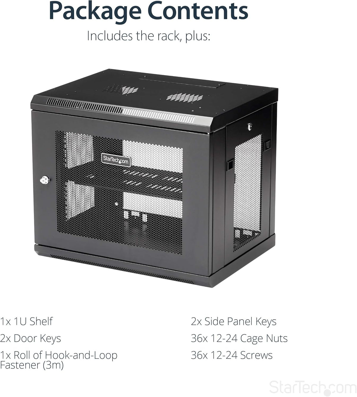 Wandmonteerbare 9U Netwerkkast – Serverkast, Patchkast, Rackkast, Serverrack – 19-Inch Met 1U Schap – 38 Cm Montagediepte, Afsluitbaar En Geventileerd