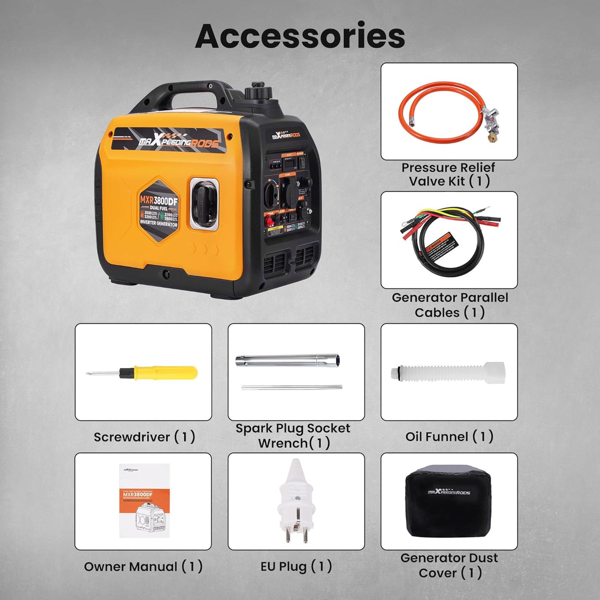 maXpeedingrods Elektrogene groep, stil, LPG en benzine, 3500 W, inverter, generator met USB-stopcontacten en 230 V, generator voor camping, auto, caravans, tuin