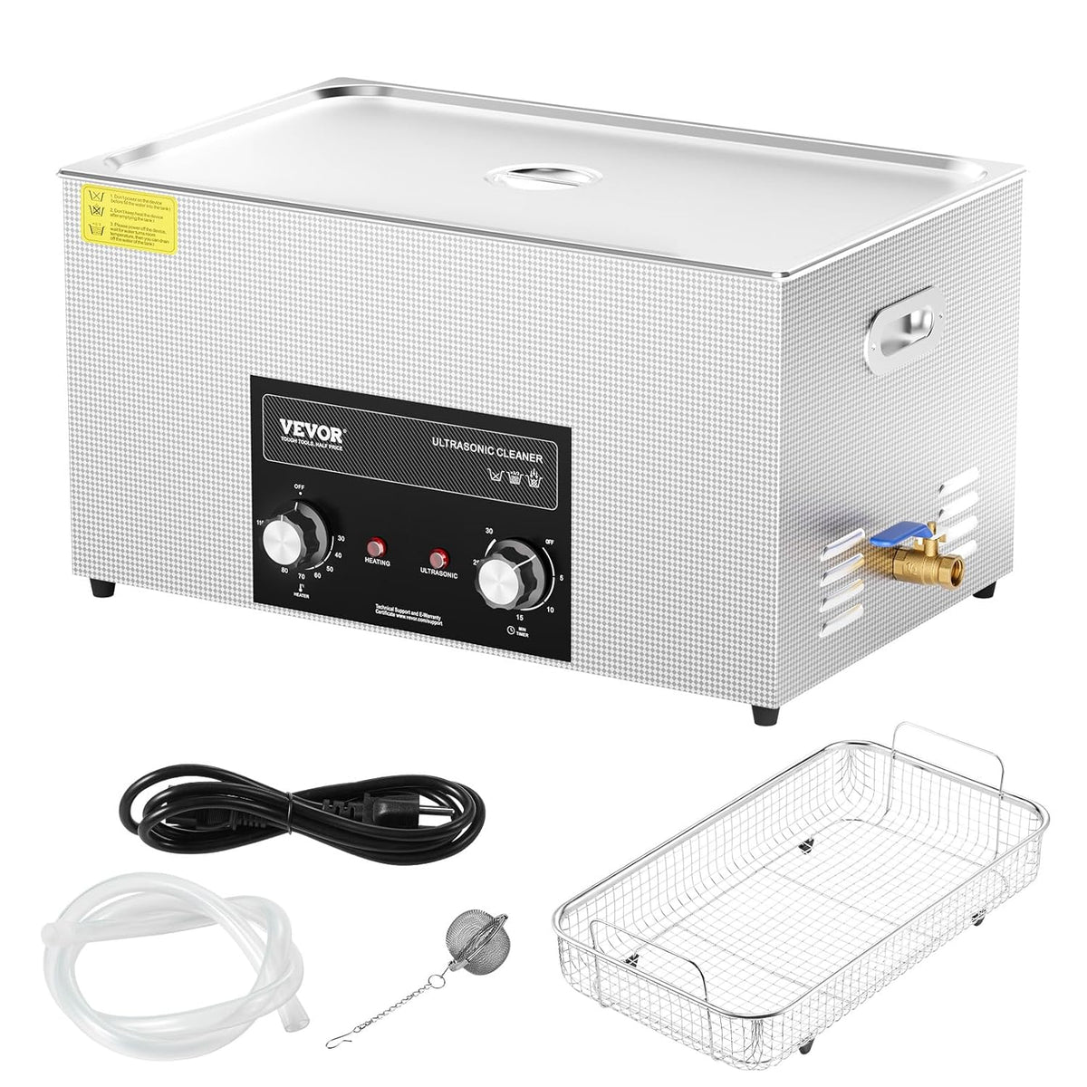 VEVOR Ultrasone reiniger 22 l met timer, radiatormanden, digitale geluidscavitatiemachine, ultrasone reiniger 480 W voor horloges, brillen, munten, metalen gereedschap