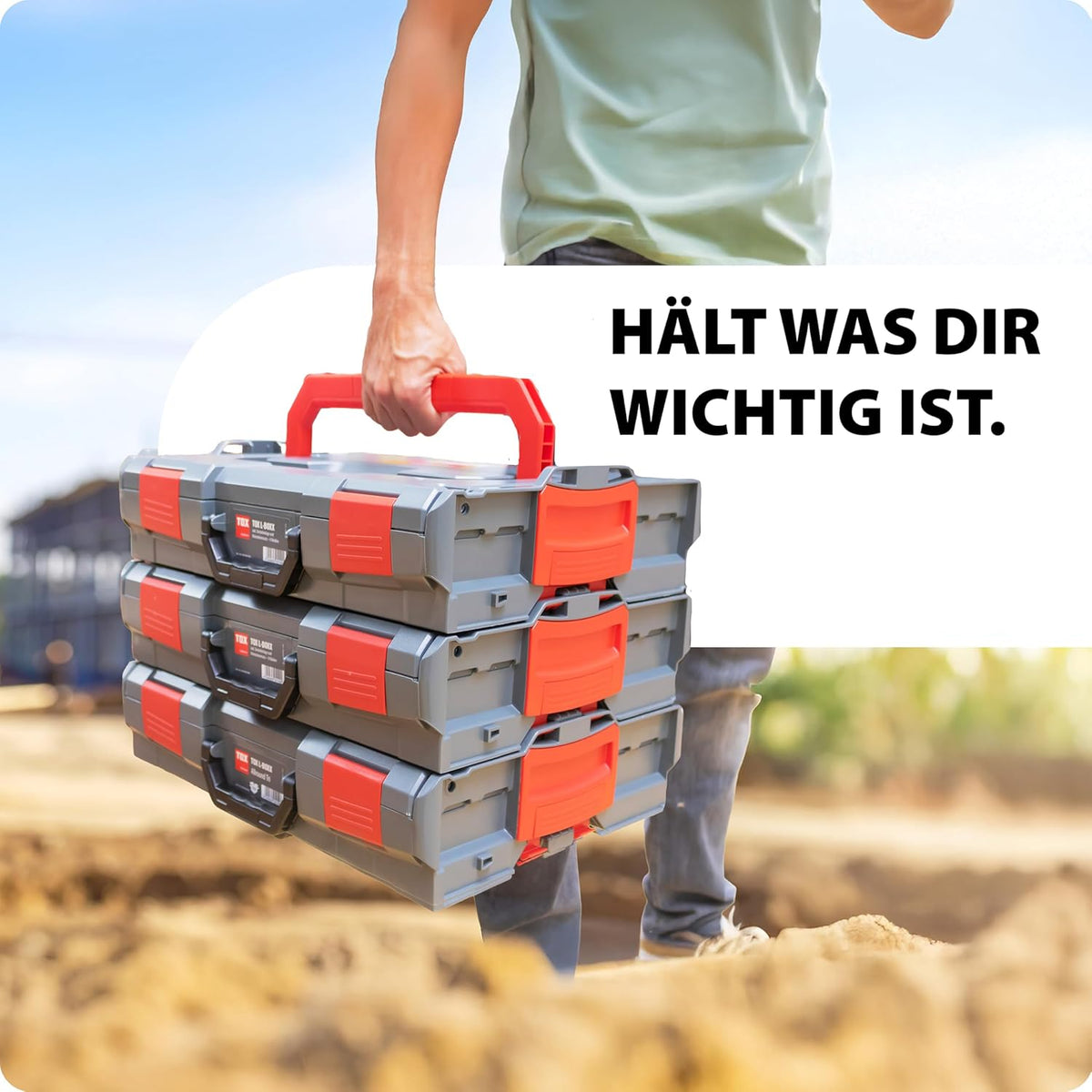 TOX assortimentskoffer L-BOXX in set, stapelbaar en klikbaar met L-BOXX-systeem, 8-vakken inzetstuk voor kleine onderdelen, overzichtelijke opslag voor pluggen en schroeven, set met 5 stuks, 094909152