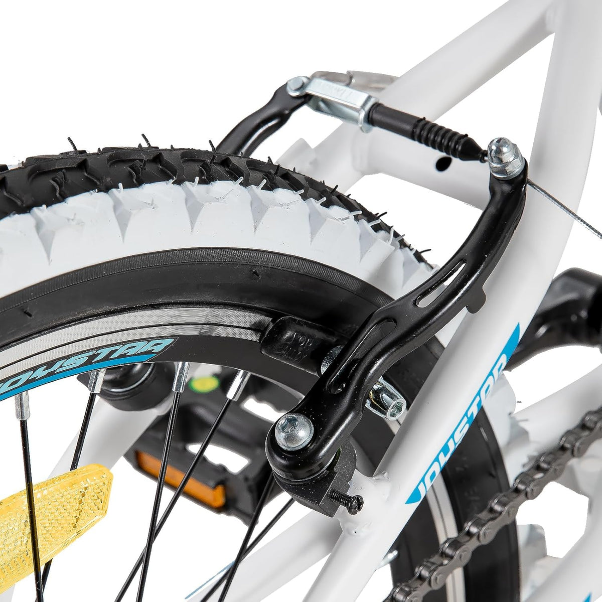 JOYSTAR Lubbock Kinderfiets, 20, 24 inch, voor jongens en meisjes van 7 tot 12 jaar, hardtail mountainbike voor kinderen, met 1 versnellingen/7 versnellingen, witte wand-knbby-banden, kinderfiets