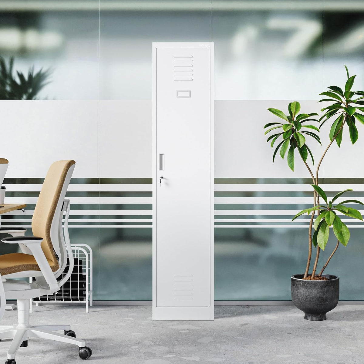 Jan Nowak Metal Clothes Locker Lockable Wardrobe for Dressing Room and Social Room with Partition Ventilation Hooks and Clothes Rail Robust Locker Cabinet 180 x 50 x 40 cm - QUORE