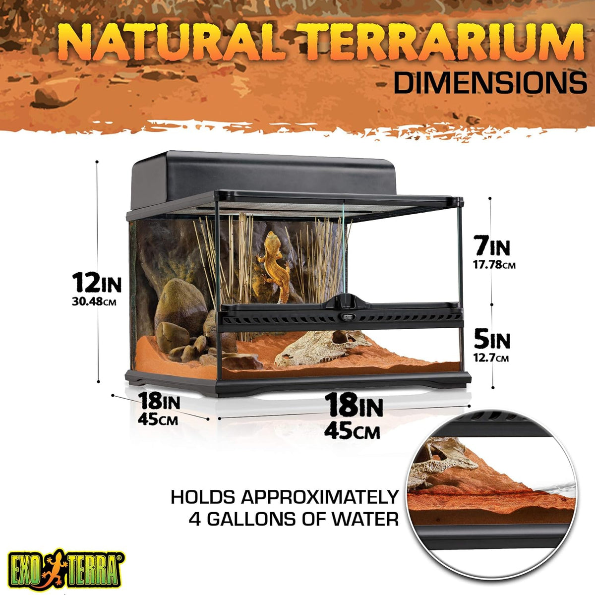 Exo Terra Terrarium van glas, met unieke ventilatie, 45 x 45 x 30 cm