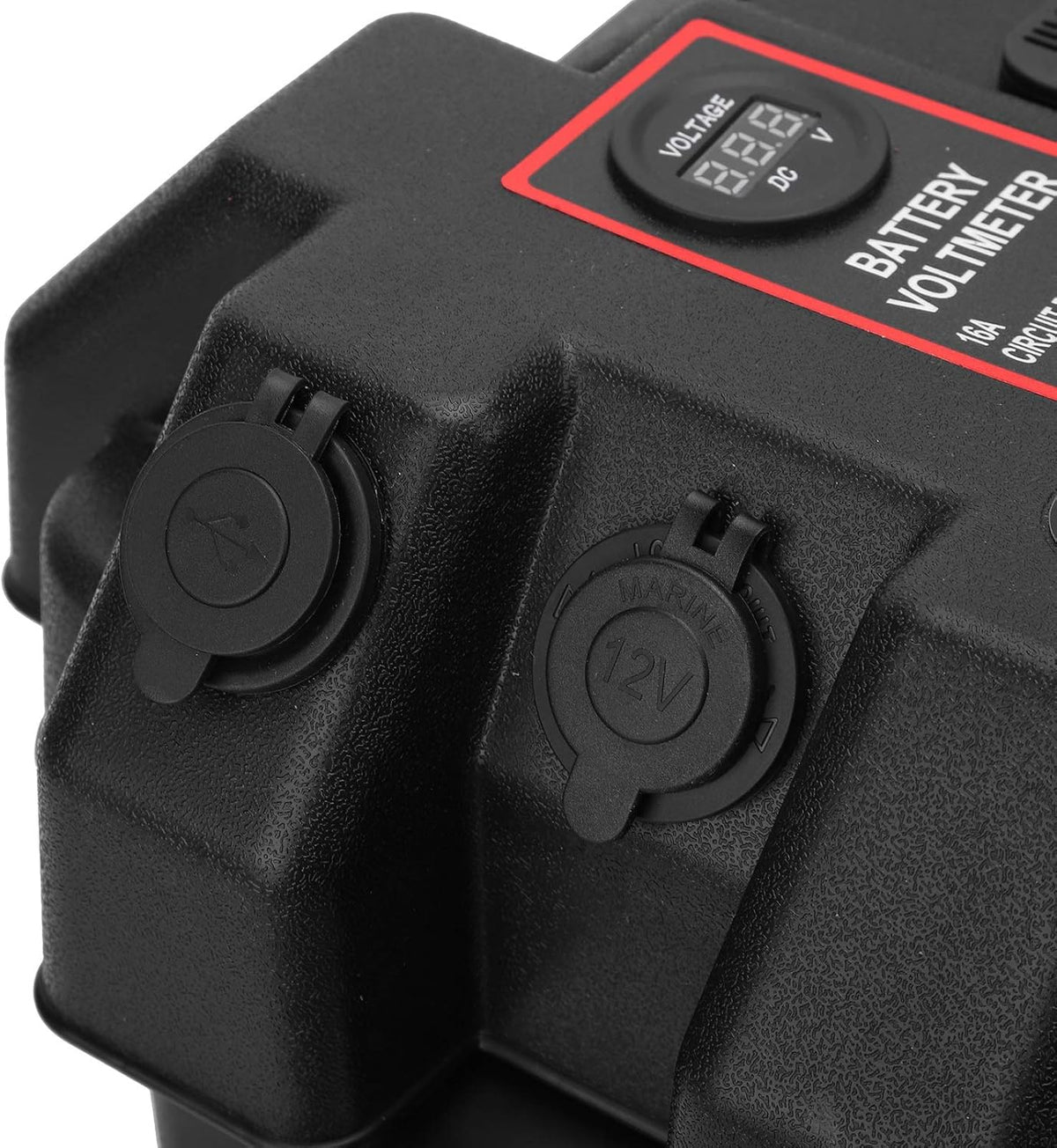 Smart Battery Box 12V, Batterijbox met USB Sockets Batterij Box Cover Multi -functie met USB Power Voltmeter Sockets Aangedreven Batterijbox voor Het Opladen van Buitenauto