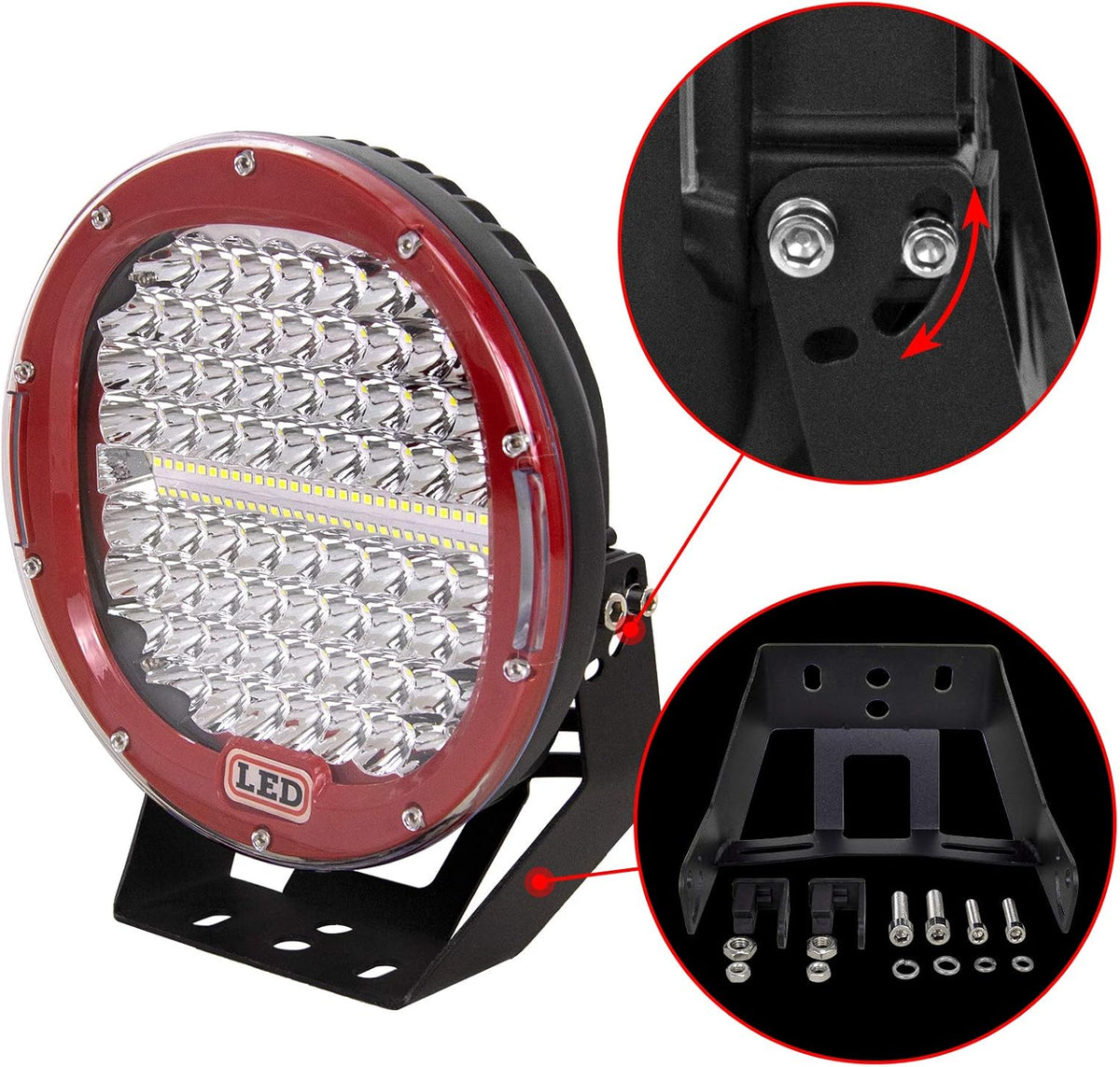Willpower 2pcs 9 Inch 294W Led Werklampen 12V 24V Led Lichtbalk Spotlights LED Werklamp Mistlamp Waterbestendig IP67 Led Work Light Bar Voor Tractor Auto Boot 4x4 Vrachtwagen Offroad ATV Rood