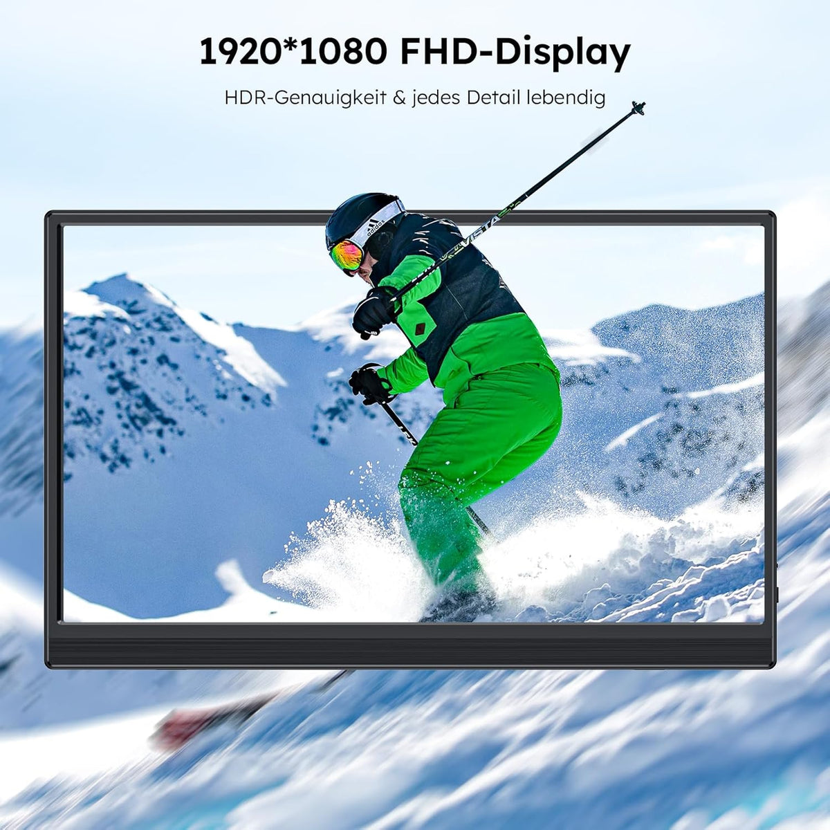 Portable Monitor 15.6" with Custom Stand, 1080P FHD Portable Monitor with Speaker, Ultra Slim USB-C & HDMI External Display for Laptop/PC/Mac/Xbox - with VESA Holes - QUORE