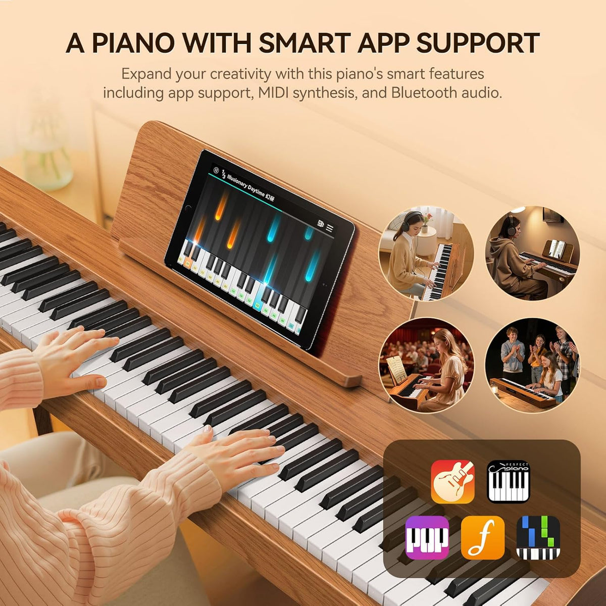 Digitale Piano – E-Piano – Elektrische Piano – 88 Toetsen Piano – Hamerpiano – Met Standaard – 88-Toetsen Hamermechaniek – 20 W Stereo Luidsprekers