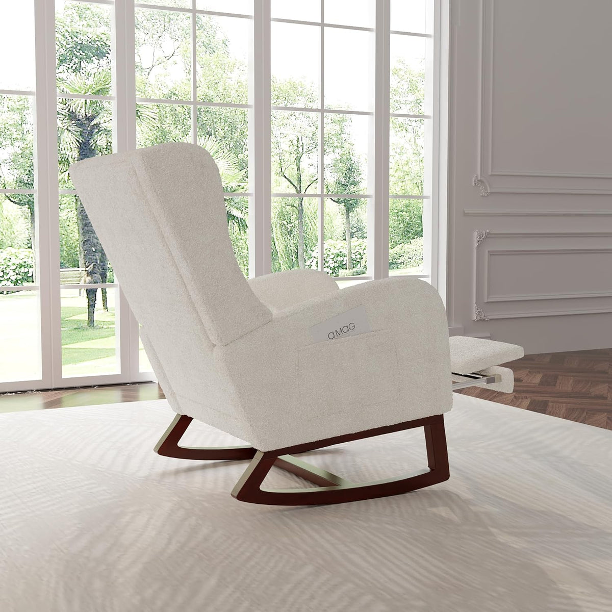 Schommelstoel – Relaxstoel – Loungefauteuil – Schommelfauteuil – Leunstoel – Verstelbare Voetensteun – Hoogwaardige Cashmere Bekleding
