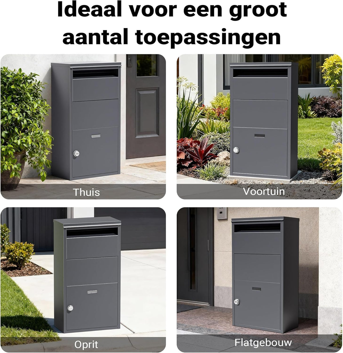 Wiltec parcel box anthracite 410 x 220 x 750 mm, parcel box for home, private package reception suitable for parcels and parcels, standing mailbox made of steel
