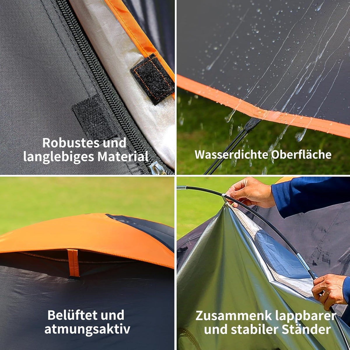 EchoSmile 4-persoons campingtent, 3-4 seizoenen, waterdicht, 5000 mm, koepeltent met voortent, lichte wandeltent, outdoor iglu tent, festivaltent