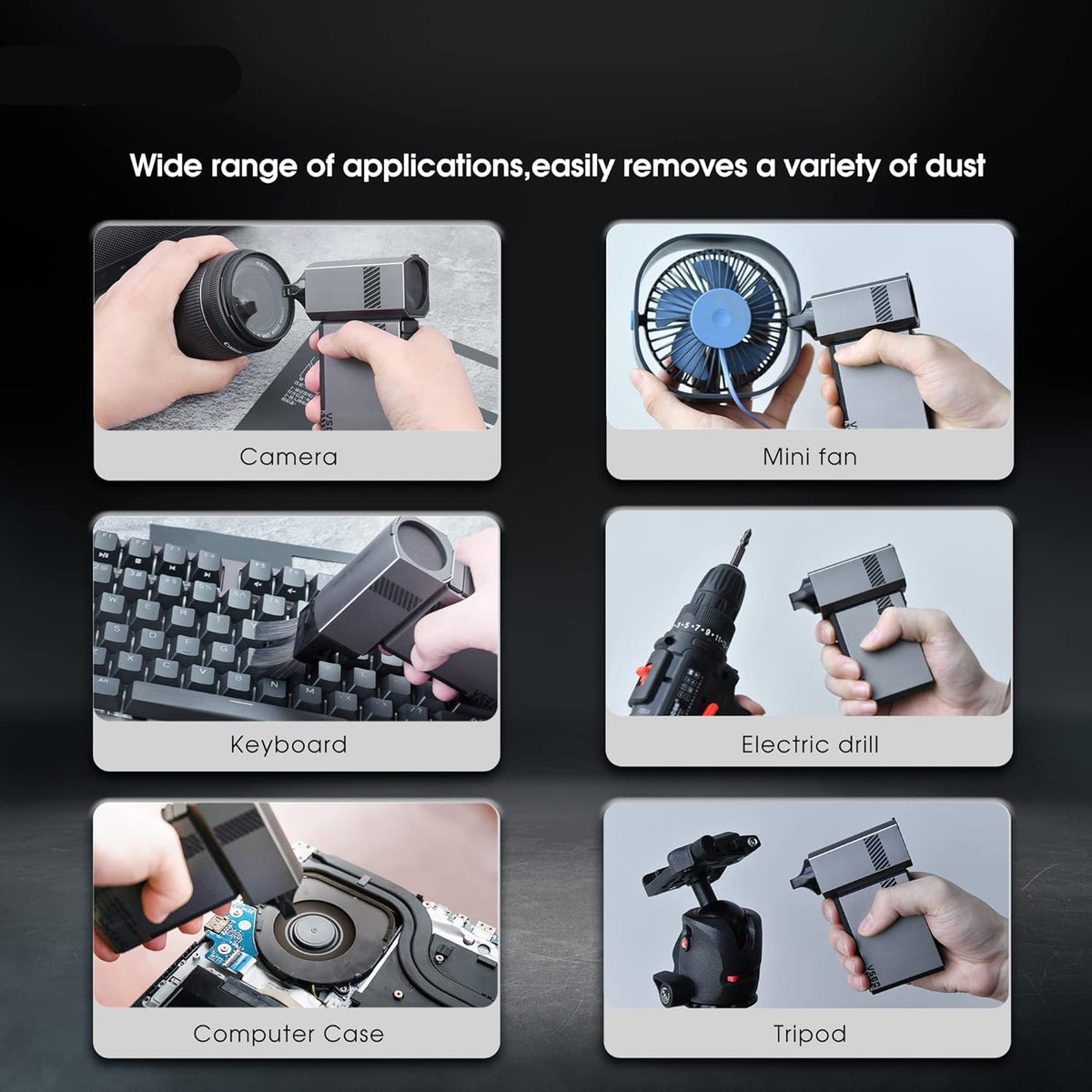 VSGO Elektronische Luchtblazer Draagbare Oplaadbare Perslucht Stofzuiger 100000 RPM Palm Turboblower Handheld Vacuüm voor Auto, Camera, Lens, Toetsenbord, Laptop en Drone Reiniging