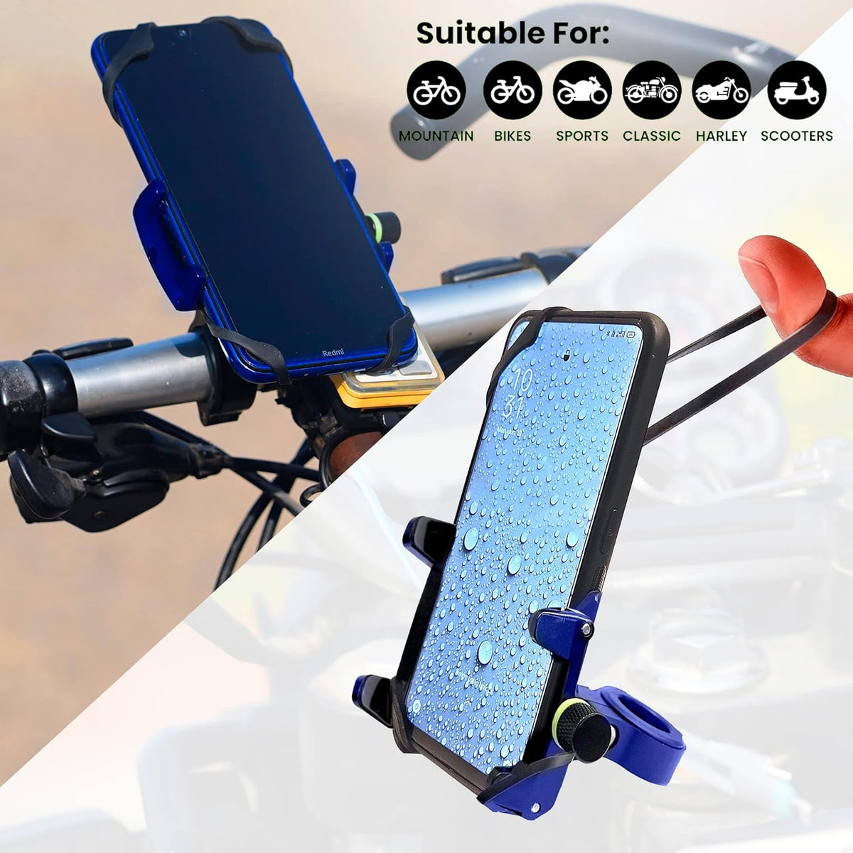 Grandpitstop - Claw Grip Aluminium Waterproof Bike/Motorcycle/Scooter Mobile Phone Holder Mount, Ideal For Maps And Gps Navigation - Blue